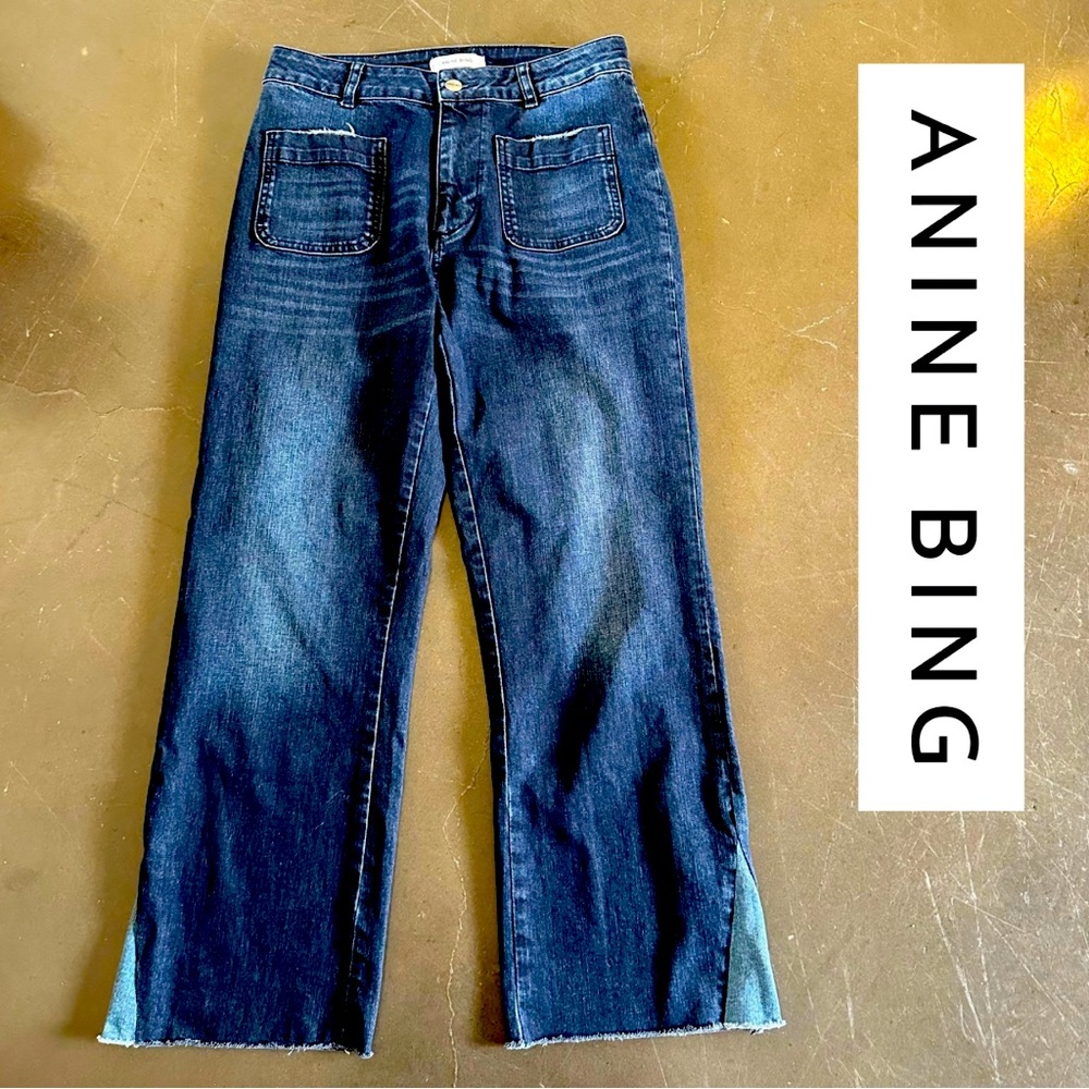Anine Bing Patch Pocket Straight Leg Jeans